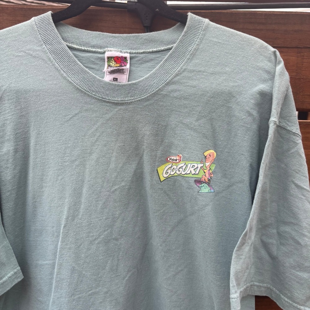 Fruit of the Loom Go-Gurt T-Shirt Mens XL Blue Vintage Y2K Graphic Tee Excellent